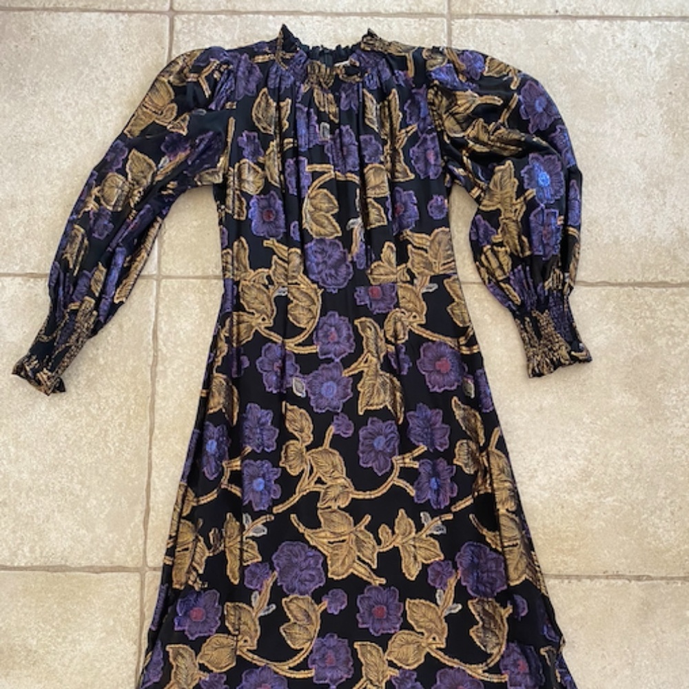 Sea New York Silk and Metallic Lamé Floral Maxi Dress